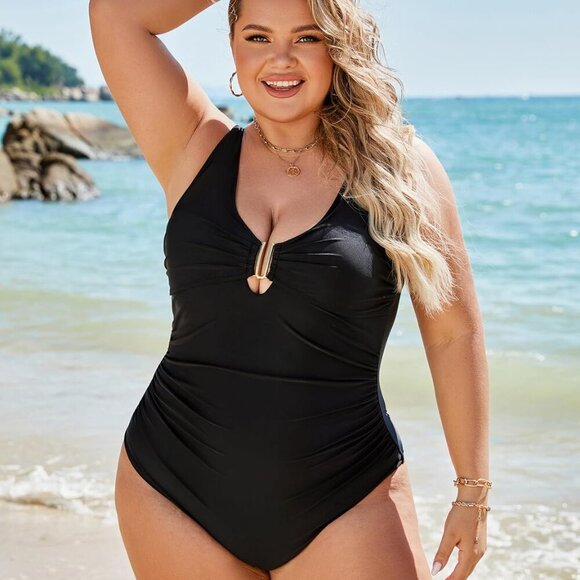 Women's Tummy Control Swimsuit - Black - Large - Picture 7 of 8